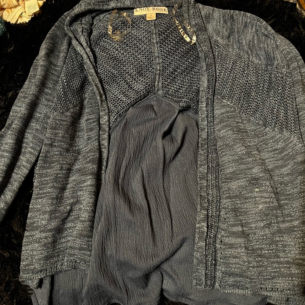 Knox rose blue Heather cardigan shawl size small